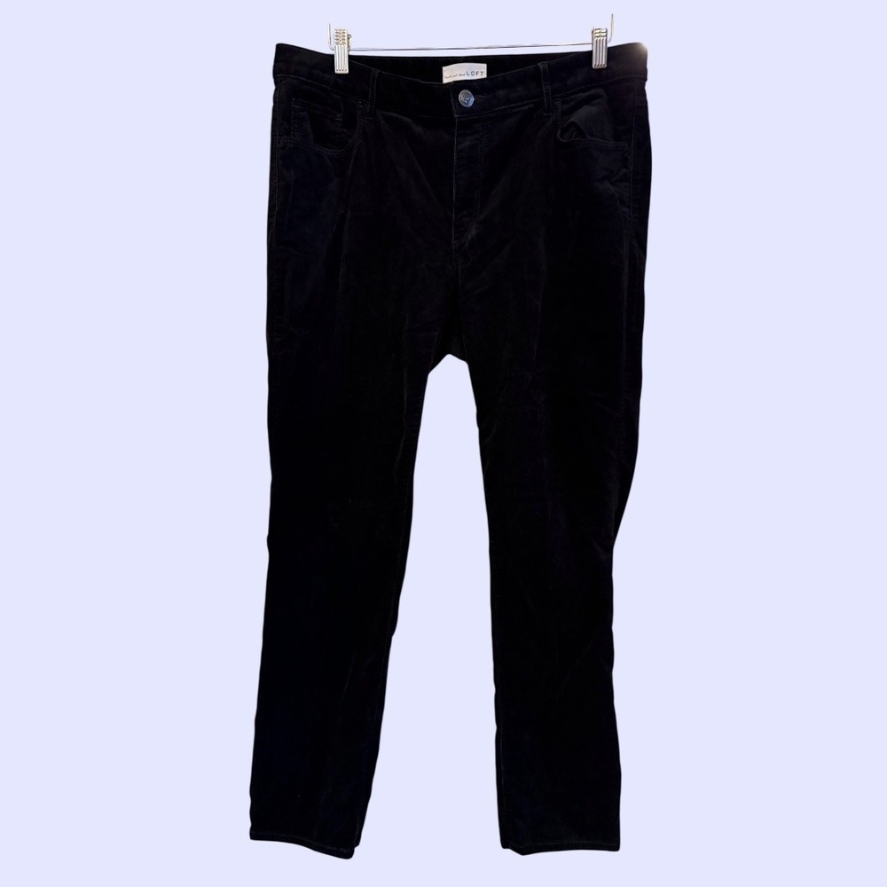 Women LOFT Black‎ Curvy Straight Leg Corduroy Casual Classic Pants Plus Size 14